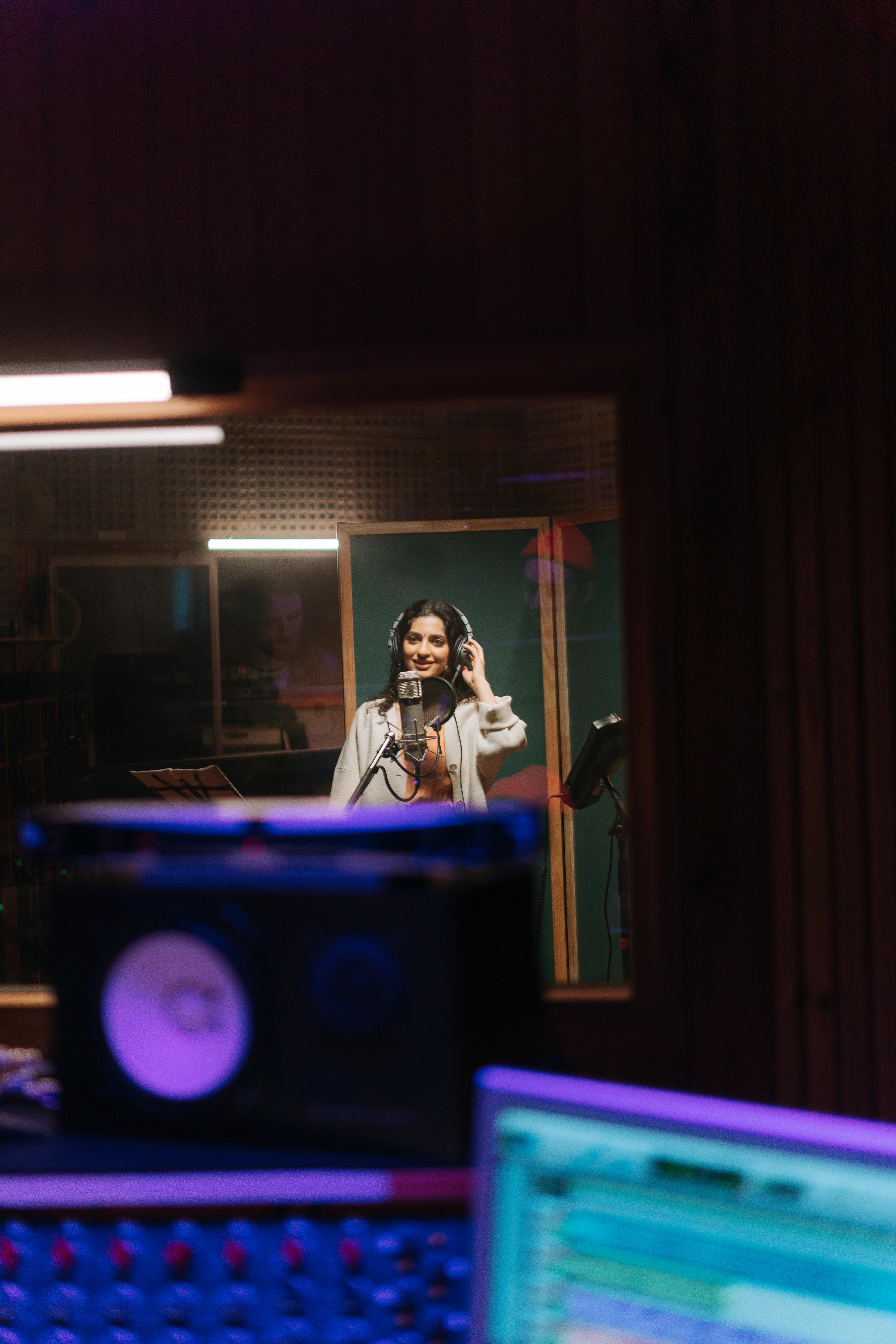 Artist smiling in recording studio